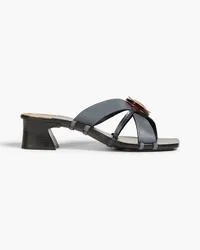 Tory Burch Mules aus Leder mit Verzierung Blau