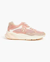 Tory Burch Sawyer Sneakers aus Mesh, Veloursleder und Leder Pink