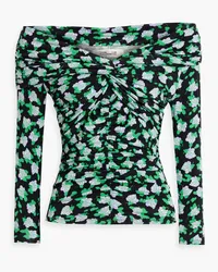 Diane von Furstenberg Leia off-the-shoulder floral-print stretch-jersey top Grün