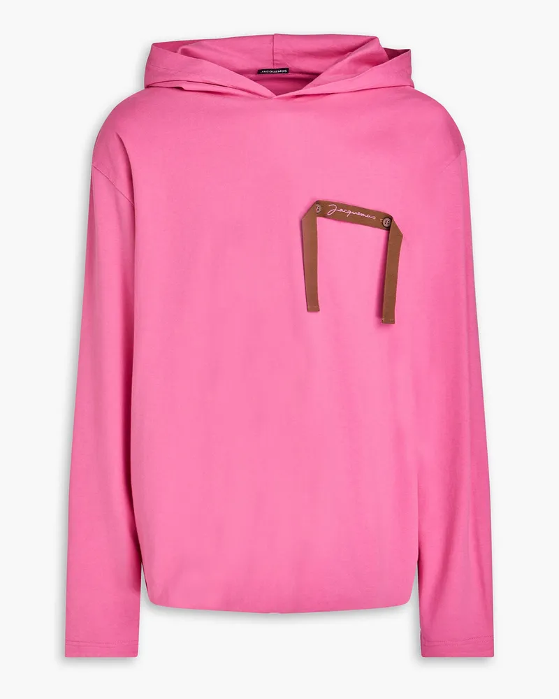 Jacquemus Hoodie aus Baumwoll-Jersey mit Applikationen Pink