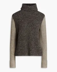 Autumn Cashmere Gerippter Rollkragenpullover aus Kaschmir inColour-Block-Optik Braun