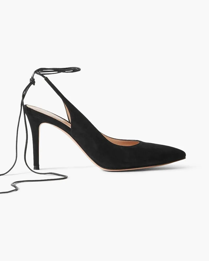 Gianvito Rossi 85 Pumps aus Veloursleder mit Lederbesatz Schwarz