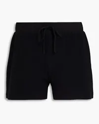 James Perse Shorts aus einer Baumwoll-Kaschmirmischung inWaffelstrick Schwarz