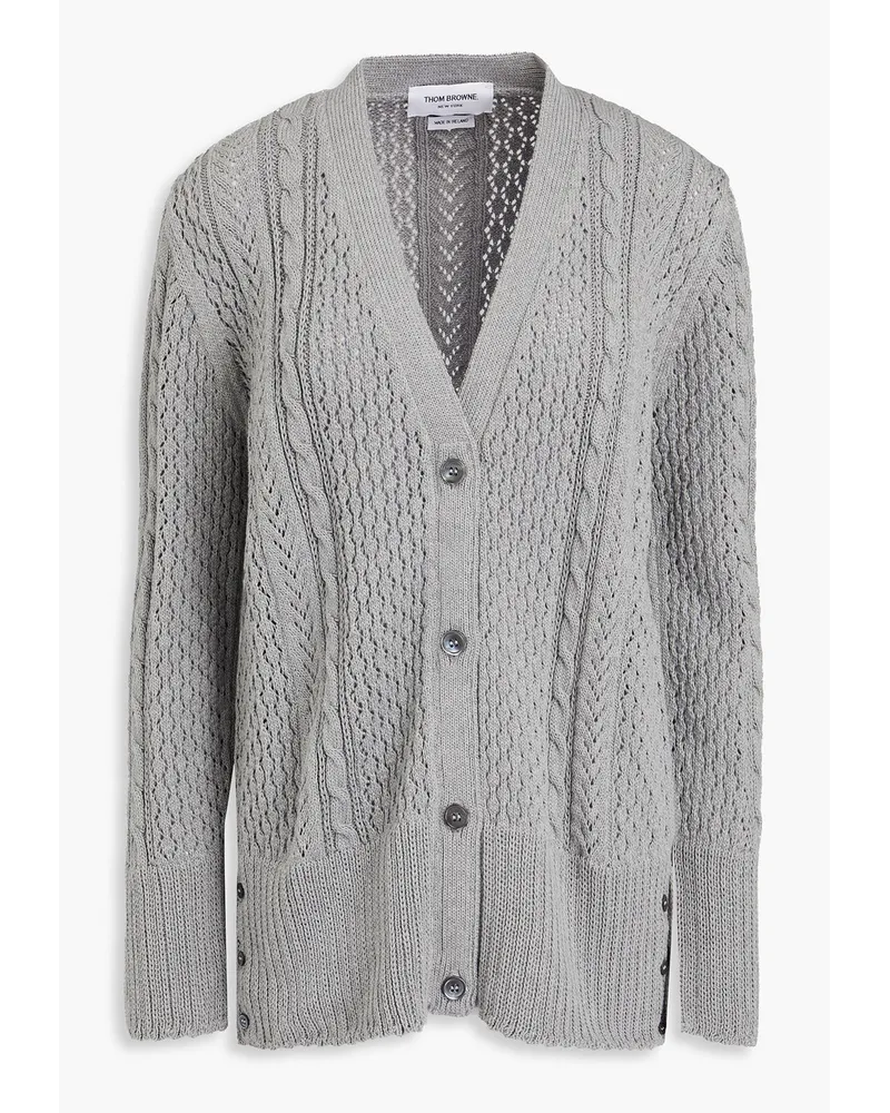 Thom Browne Cardigan inZopfund Pointelle-Strick Grau