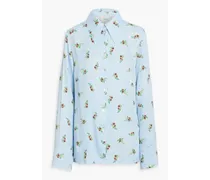 Pyjama-Oberteil aus Satin mit floralem Print