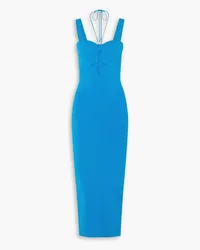 GALVAN Kali Midikleid aus Stretch-Strick mit Cut-outs Blau