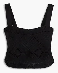 Maje Cropped crochet-knit tank Schwarz