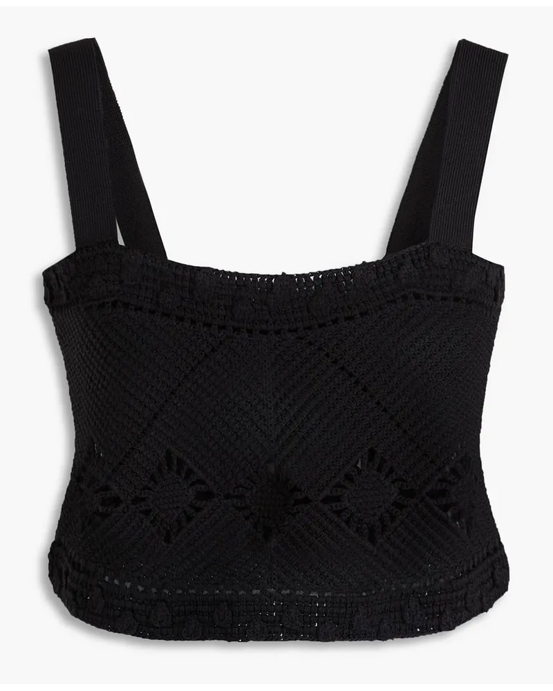 Maje Cropped crochet-knit tank Schwarz