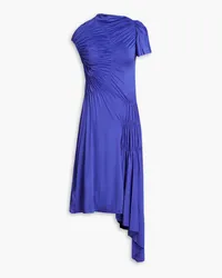 Victoria Beckham Asymmetrisches Midikleid aus Stretch-Jersey mit Raffungen Blau