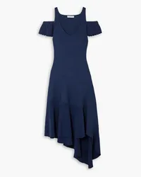 J.W.Anderson Asymmetrisches, schulterfreies Midikleid aus Rippstrick Blau