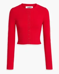 Victoria Beckham Cardigan aus Stretch-Strick mit Pointelle-Besatz Rot