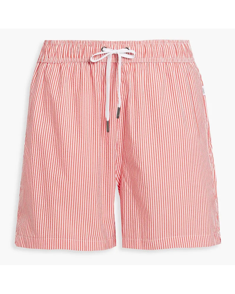 Onia Charles kurze Badeshorts aus Seersucker mit Streifen Rot