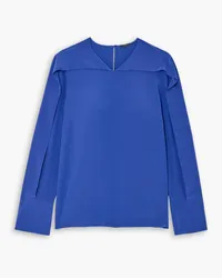 Joseph Wigmore Bluse aus Crêpe de Chine aus Seide mit Cape-Effekt Blau