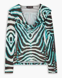 SIEDRES Casey Oberteil aus Satin mit Zebraprint Blau