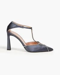 Alberta Ferretti Pumps aus Satin mit Kristallverzierung Blau