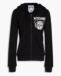 Moschino Hoodie aus Baumwollfrottee mit Print Schwarz