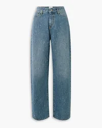 HALFBOY Hoch sitzende Jeans mit weitem Bein inDistressed-Optik Blau