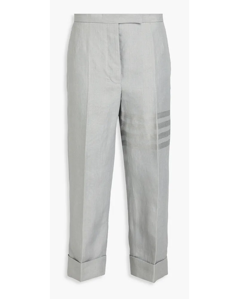 Thom Browne Cropped Karottenhose aus Leinen mit Streifen Grau