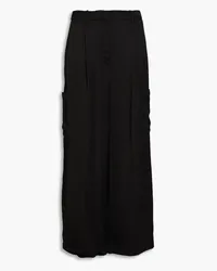 Loulou Studio Cargohose aus Satin mit Falten Schwarz