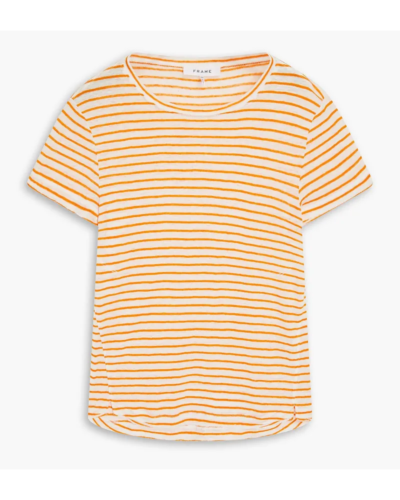 Frame Denim Easy True T-Shirt aus Leinen-Jersey mit Streifen Orange