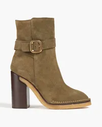 TOD'S Ankle Boots aus Veloursleder Grün