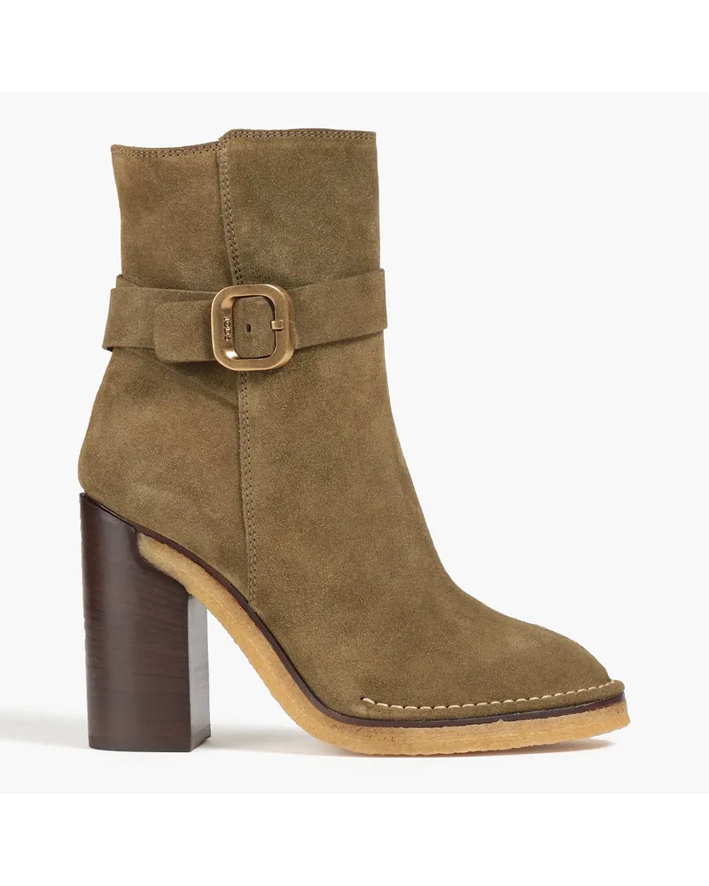 TOD'S Ankle Boots aus Veloursleder Grün