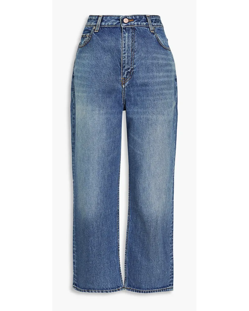 Ganni Cropped Jeans mit geradem Bein inausgewaschener Optik Blau