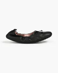 TOD'S Alber Elbaz Ballerinas aus geprägtem Leder Schwarz