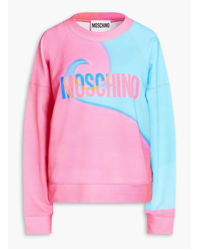 Moschino Sweatshirt aus Baumwollfrottee mit Print Pink