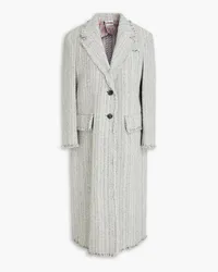 Thom Browne Mantel aus Tweed mit Fransen Grau