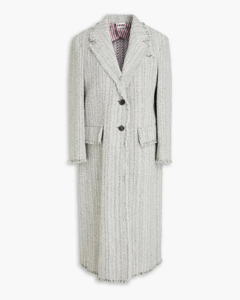 Thom Browne Mantel aus Tweed mit Fransen Grau