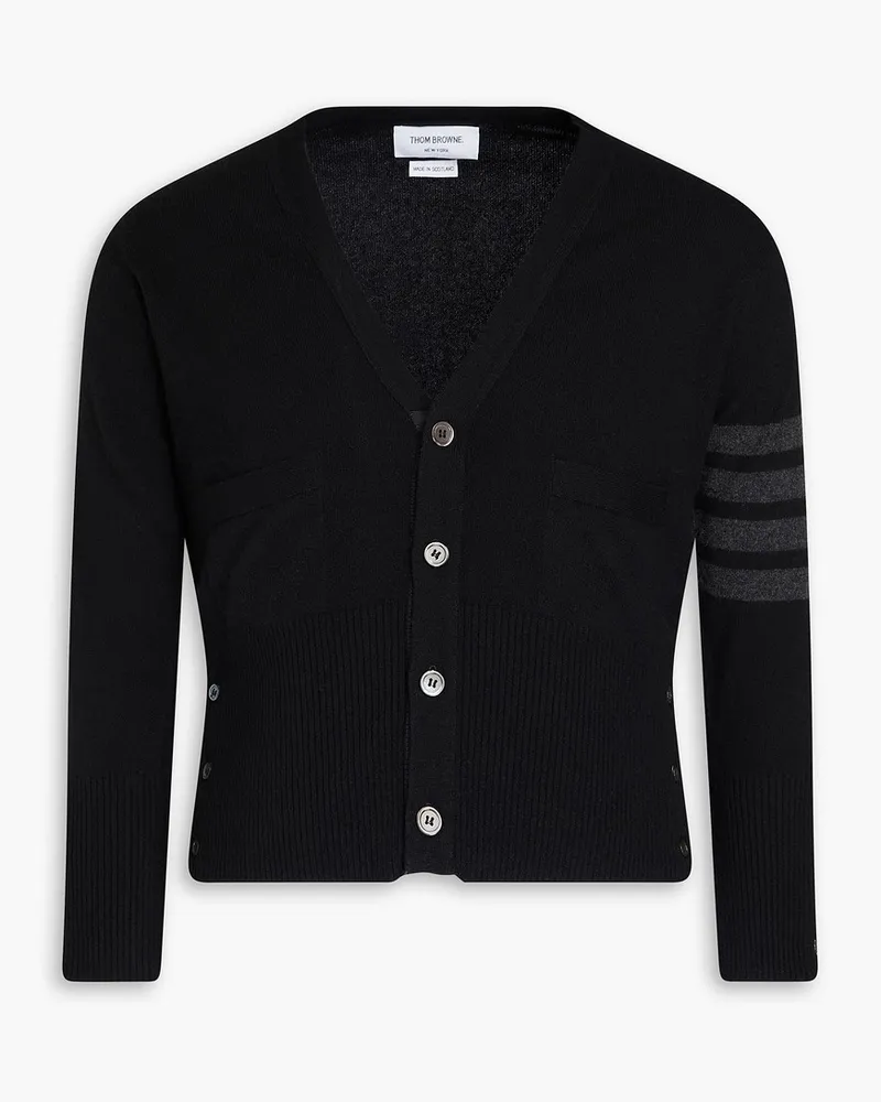 Thom Browne Gestreifter Cardigan aus Kaschmir Schwarz