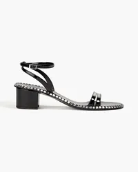 Giuseppe Zanotti Sandalen aus Metallic-Lacklederimitat mit Kristallverzierung Schwarz