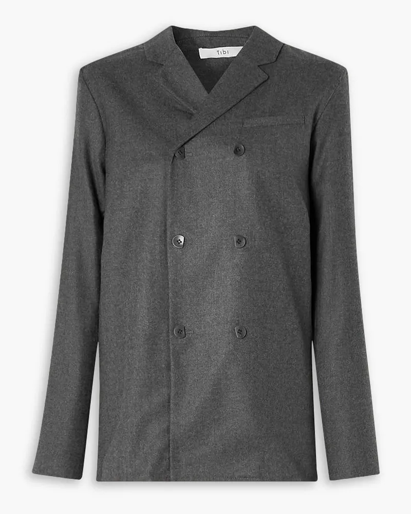 tibi Doppelreihiger Blazer aus Wollflanell Grau