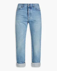 Balmain Cropped Jeans aus Denim mit Sitzfalten Blau