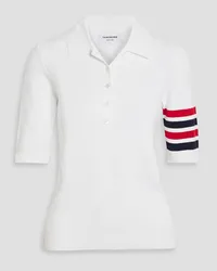 Thom Browne Milano gestreiftes Poloshirt aus Baumwolle Weiß