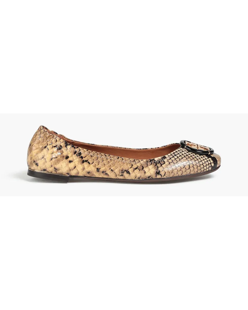 Tory Burch Ballerinas aus Leder mit Schlangeneffekt und Verzierung Animal-print