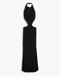 Retrofête Raven Neckholder-Maxikleid aus Jersey mit Cut-outs Schwarz