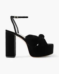 Loeffler Randall Roz Plateausandalen aus Samt mit Knoten Schwarz