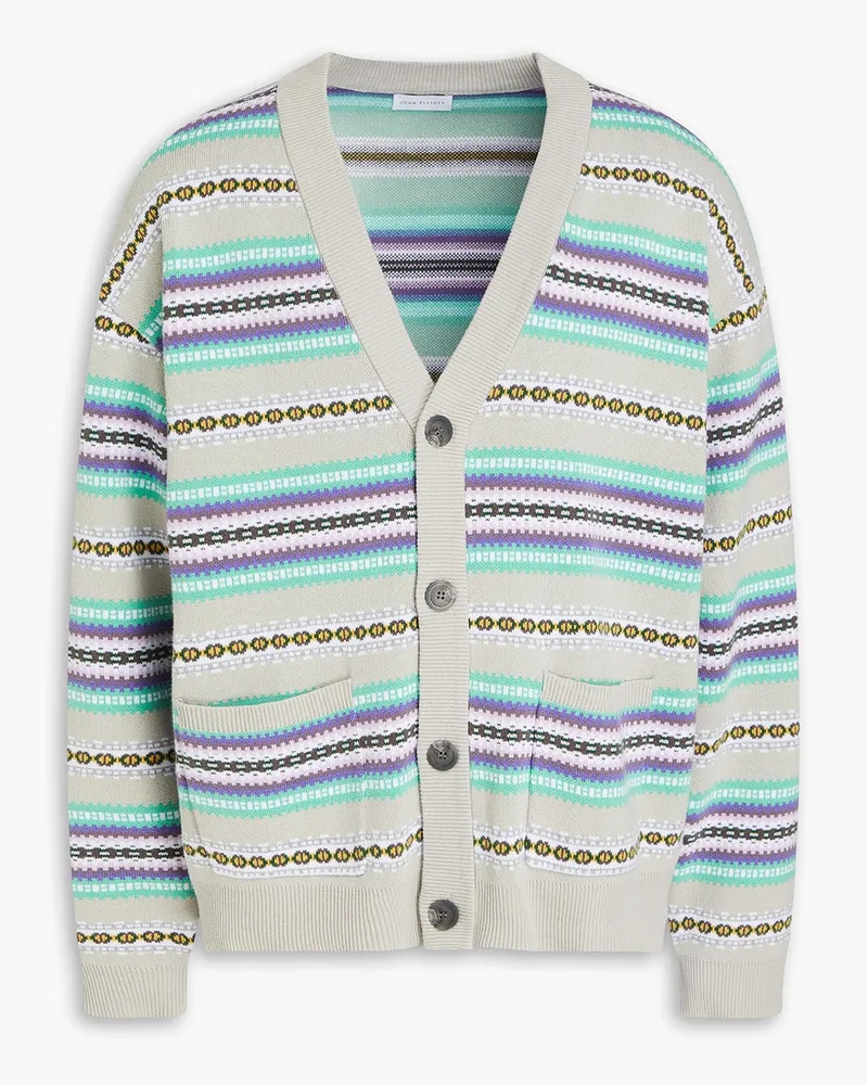 John Elliott + Co Cardigan aus Jacquard-Strick aus einer Baumwollmischung Grau