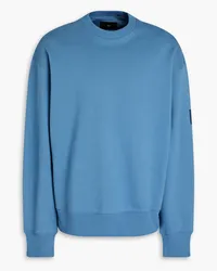 Y-3 Sweatshirt aus Baumwollfrottee mit Logoprint Blau