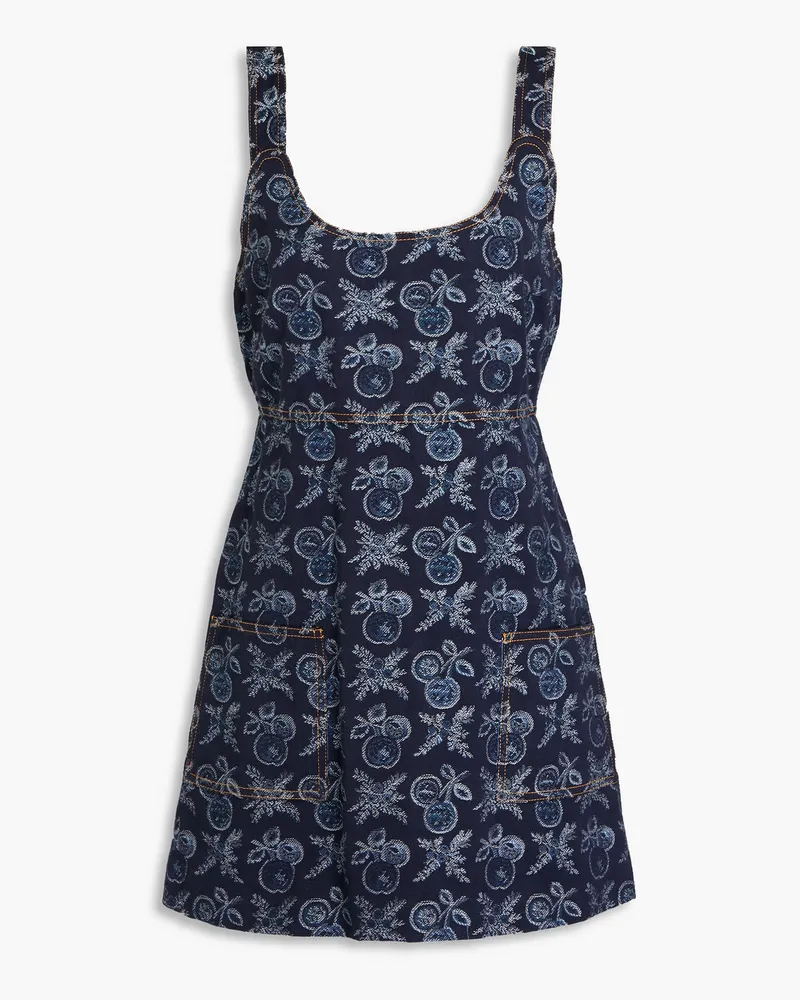 Etro Cotton-blend jacquard mini dress Blau