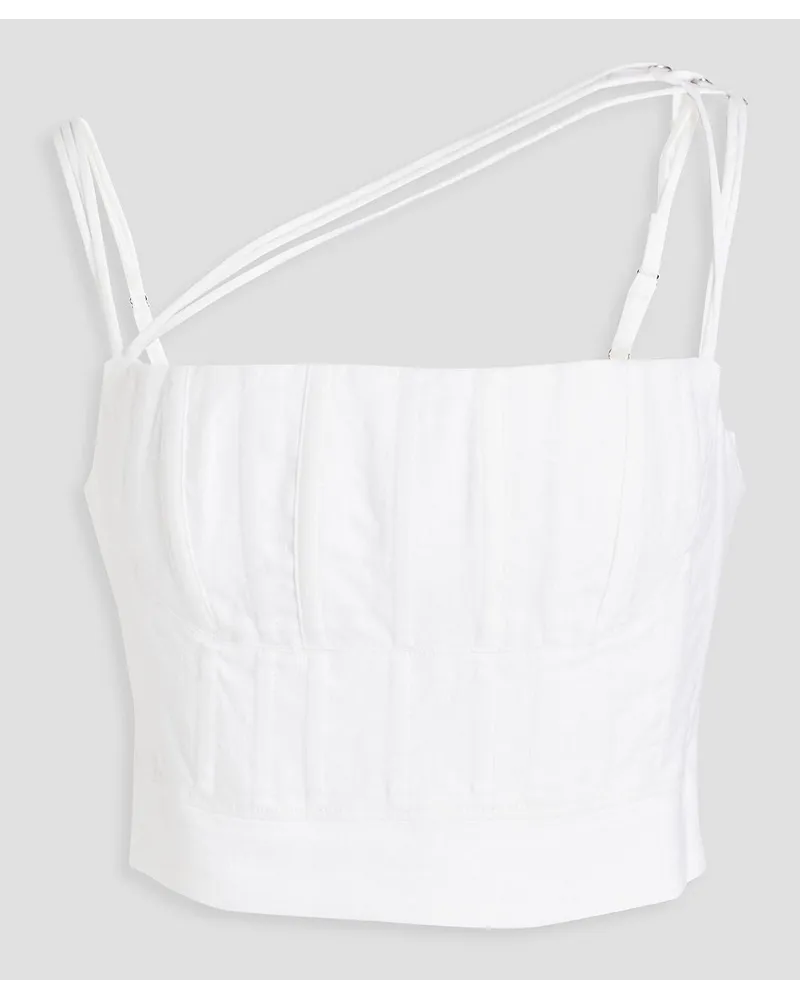 Rachel Gilbert Byron Cropped Bustier Oberteil Aus Leinen Canvas Weiß