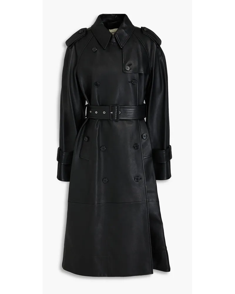 KHAITE Selly Trenchcoat aus Leder mit Gürtel Schwarz