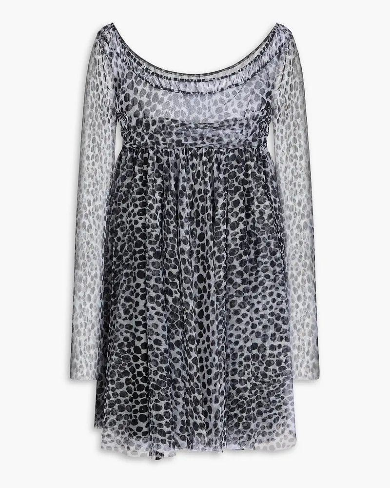 Philosophy Di Lorenzo Serafini Gathered leopard-print tulle mini dress Schwarz