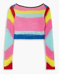 STAUD Cropped Strickpullover inColour-Block-Optik Pink