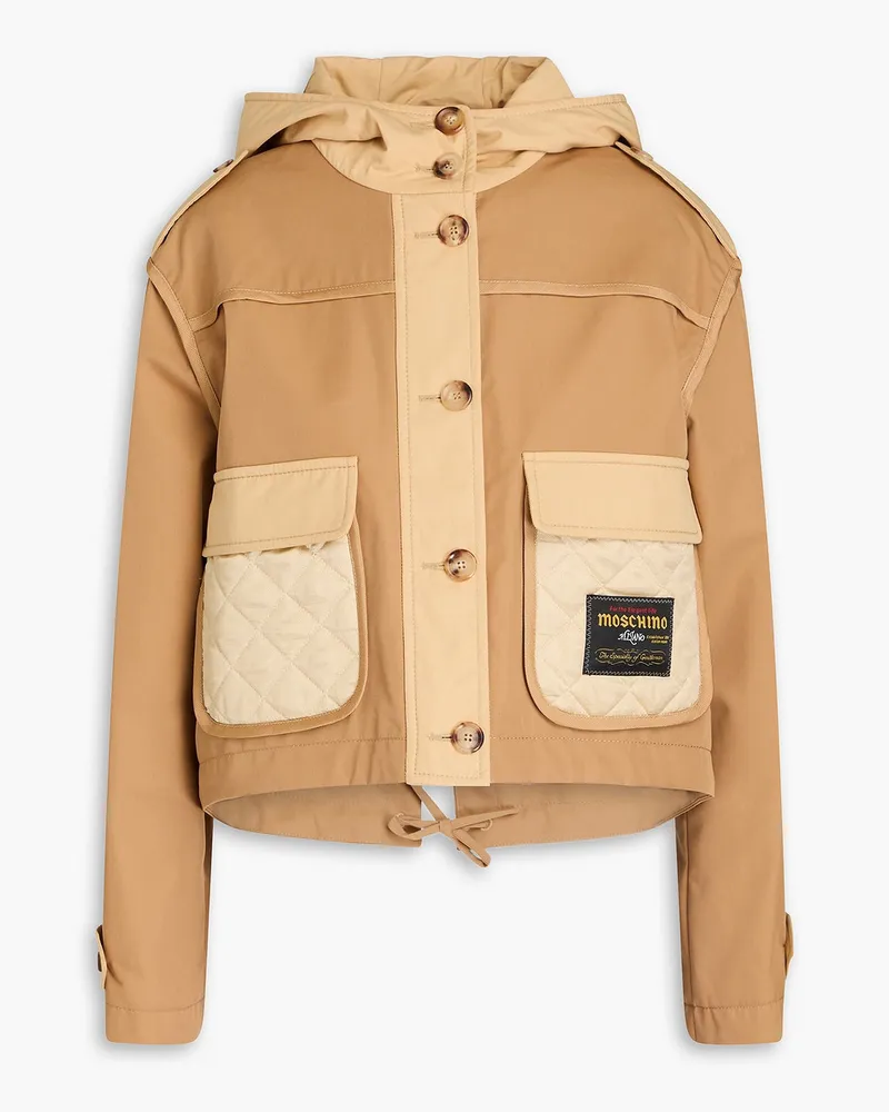 Moschino Kapuzenjacke aus glänzendem Twill aus einer Baumwollmischung mit Einsätzen Neutral