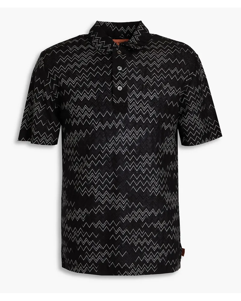 Missoni Poloshirt aus Häkelstrick aus einer Baumwollmischung mit Applikationen Schwarz