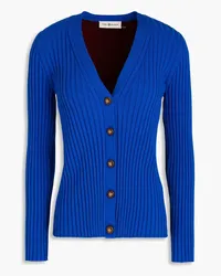 Tory Burch Cardigan aus einer gerippten Merinowollmischung Blau