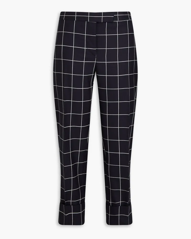 Thom Browne Cropped Hose mit geradem Bein aus kariertem Woll-Twill Blau